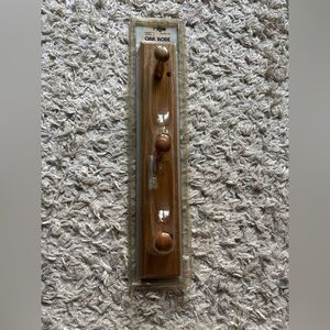 Vintage Solid Oak Robe Hooks with 3‑Knobs • Original Packaging 18”